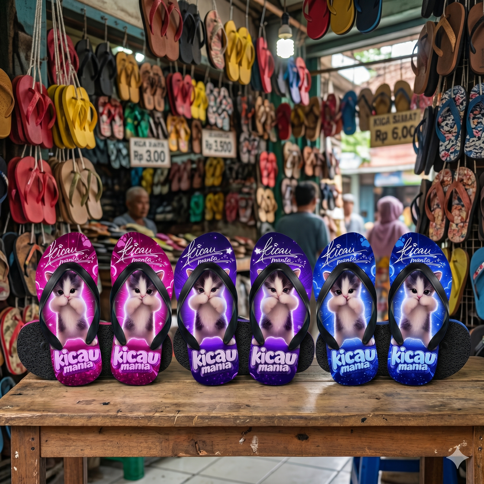 Sandal Anak Motif Kicau Mania Kucing Scuba - Image 3